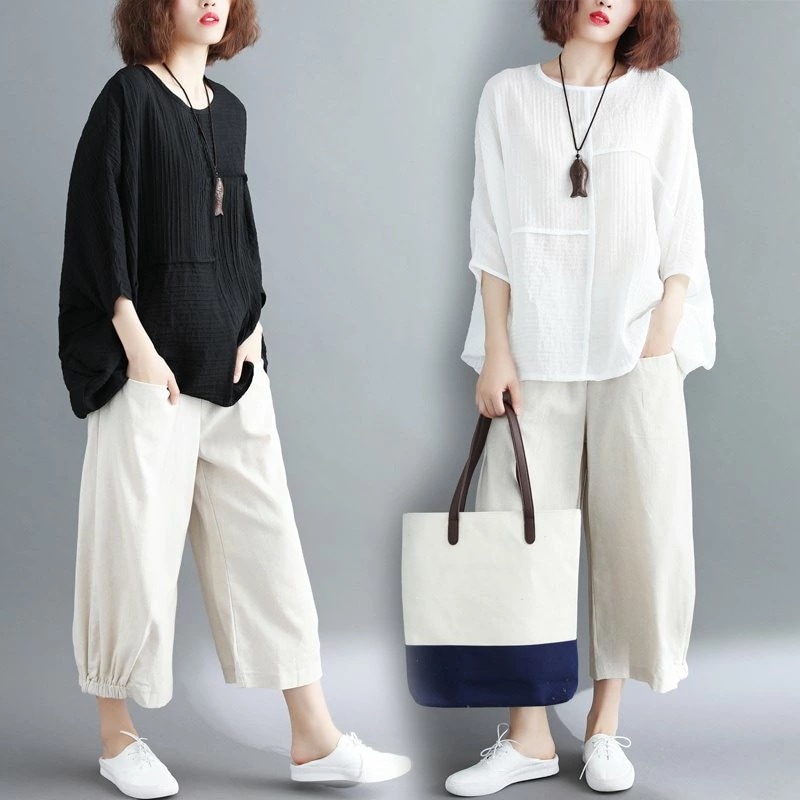 【迅速な出荷】セットアップ 森ガール レディース Tシャツ ガウチョパンツ 九分丈 体型カバー ゆたり 大きいサイズ カジュアル トップス バレンタイン 2023 プレゼント