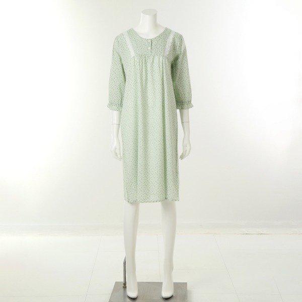 綿80番手）女性らしいロマンチックアサ小花柄ワンピースD_J(VEVA102L)