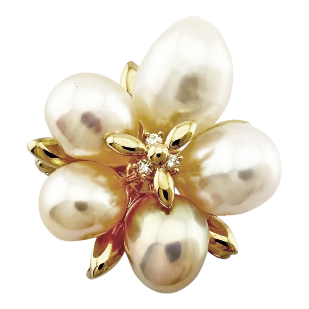 タサキ ブローチ 18金 K18イエローゴールド パール TASAKI 中古 美品