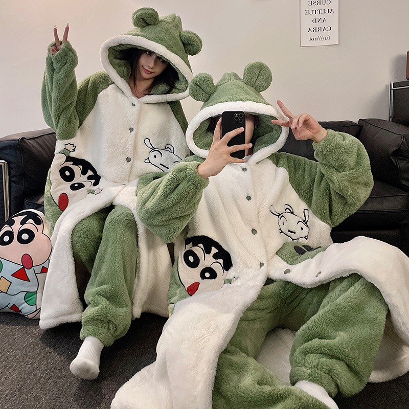 【急速出荷!】クレヨンしんちゃん カップルパジャマ レディース コーリース 冬用 厚みのある暖かいフランネル メンズ ホーム服セット