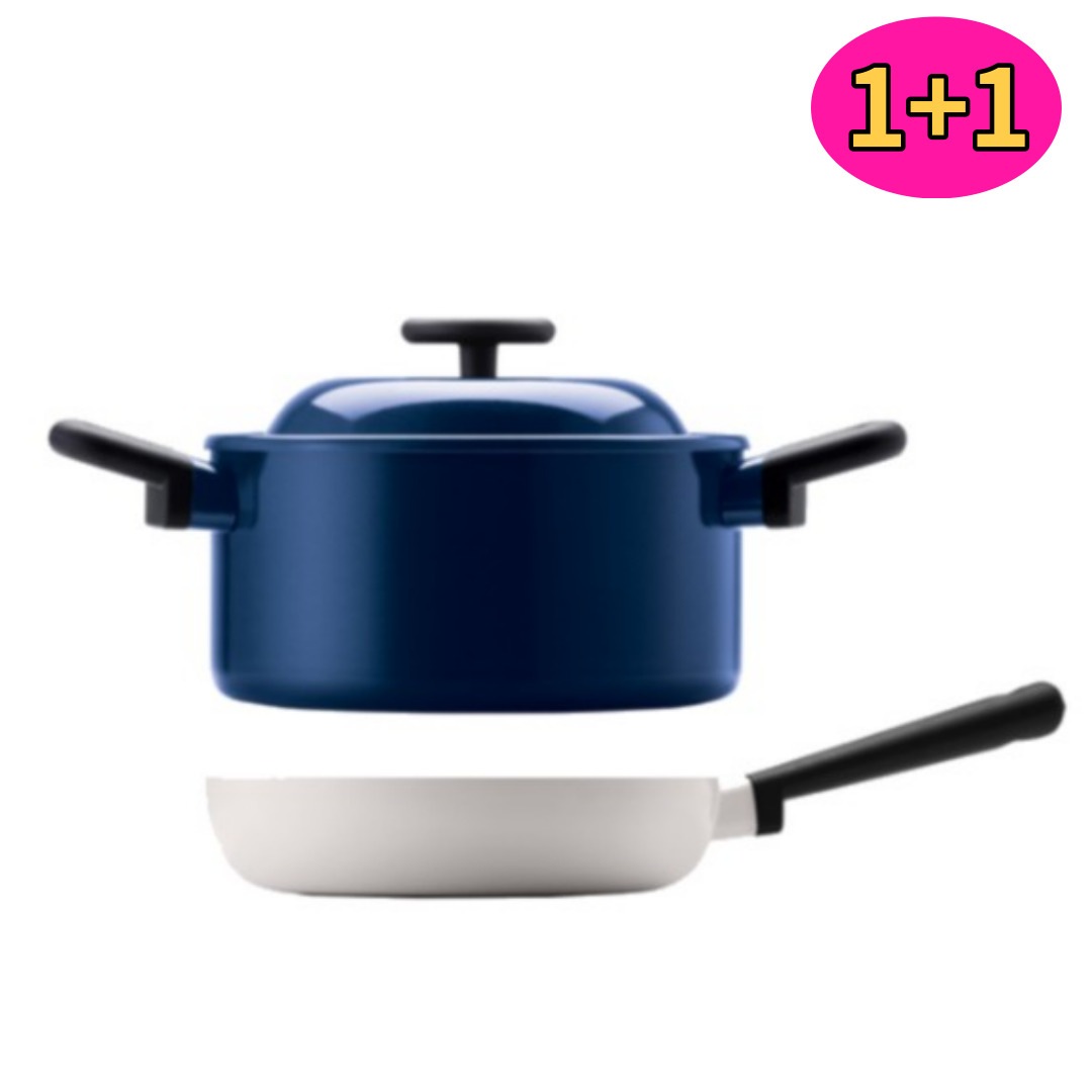 [デコール IH] 両手鍋 20cm+フライパン 24cm セット