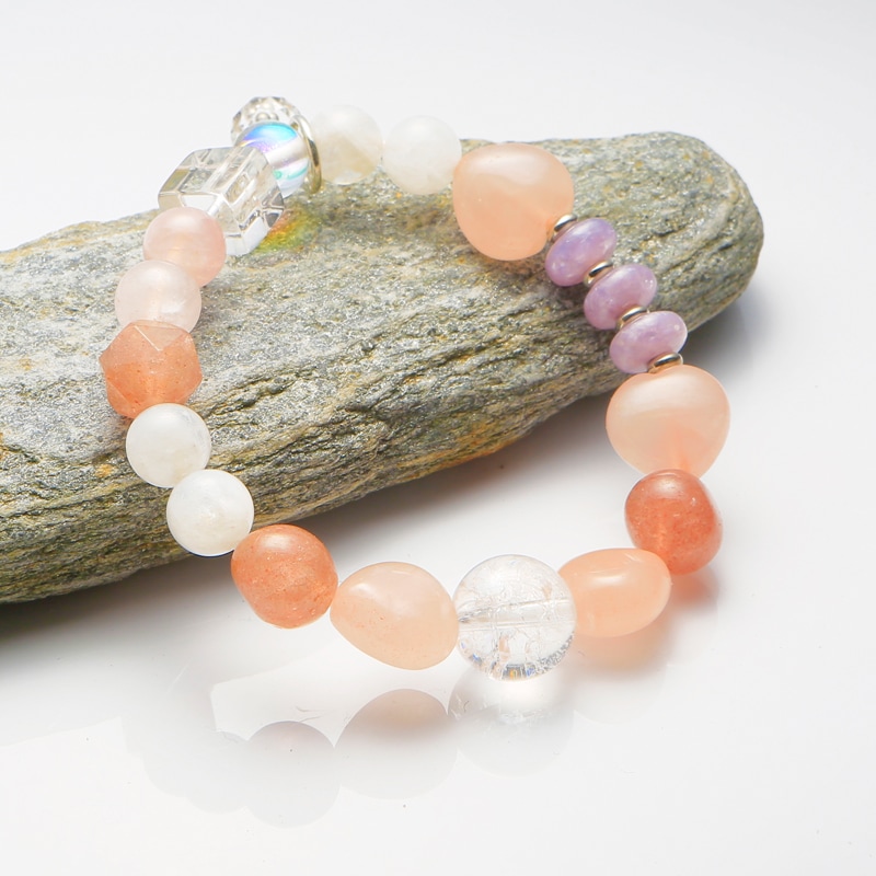012601 ローズクォーツ 天然石パワーストーンブレスレット ハンドメイド チャクラ 癒し お守り