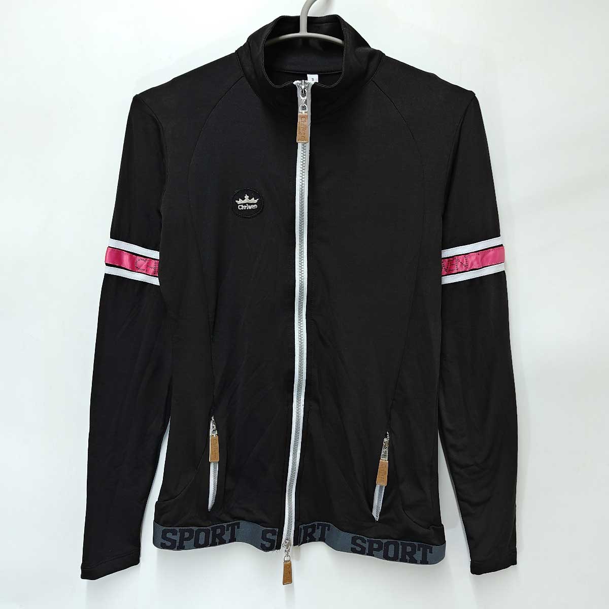 【中古】クリューベン JAS ジップアップ ストレッチ 長袖 ジャケット ジャージ Chriwen S ブラック レディース 乗馬 馬術