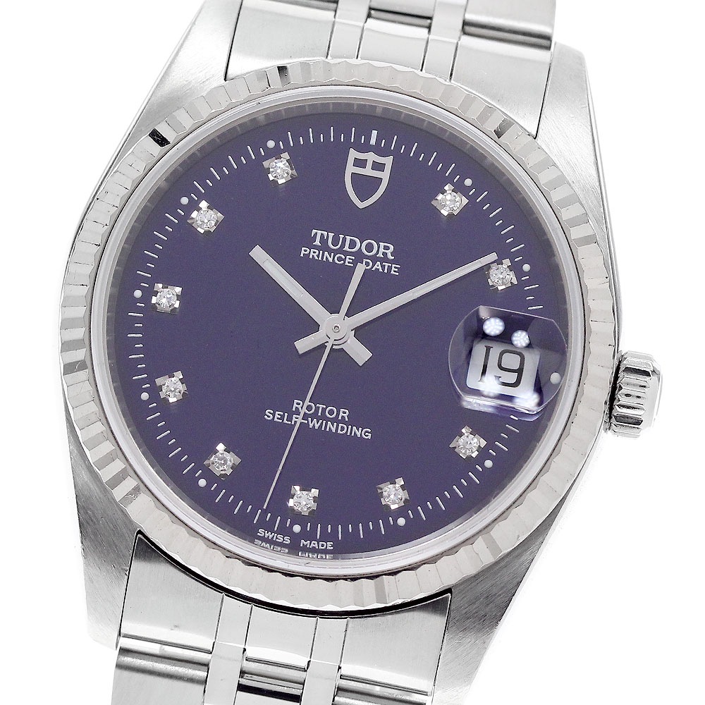 チュードル TUDOR 74034 プリンスデイト 10Pダイヤ WGベゼル 自動巻き メンズ 保証書付き_956128【中古】