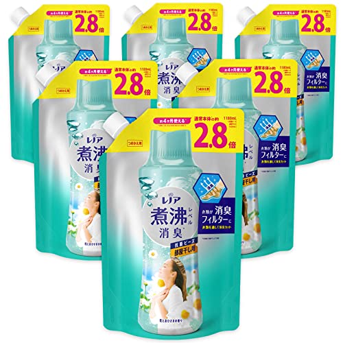 [ケース販売] レノア 超消臭 煮沸レベル消臭 抗菌ビーズ 部屋干し 花とおひさまの香り 詰め替え 1,180mLx6袋