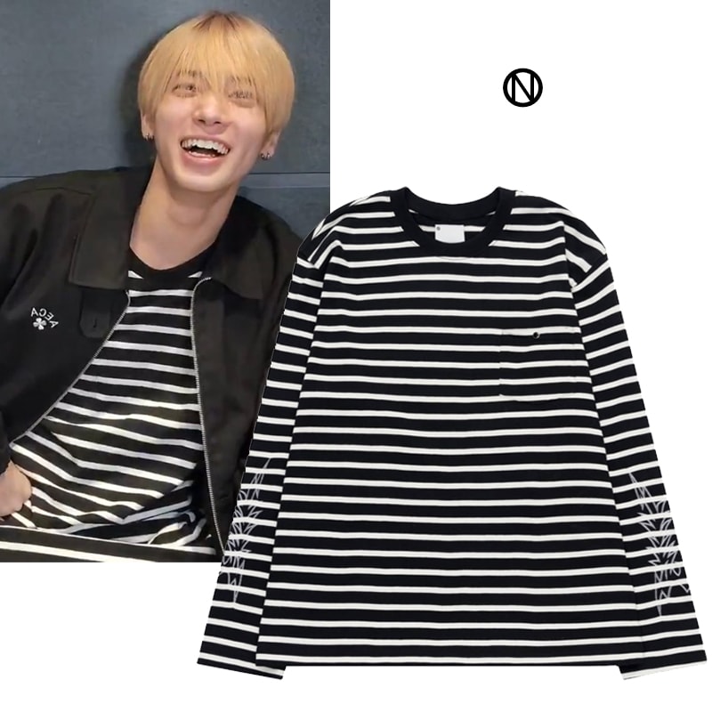 txtテヒョン着用 [nextdoorlips] WESTERN STRIPE SLEEVE ストライプ長袖Tシャツ