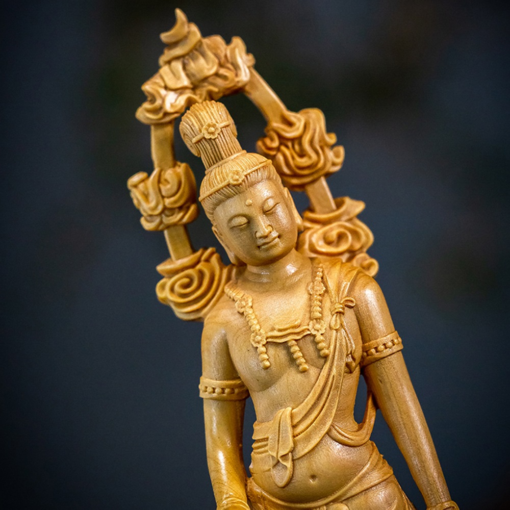 火焰如来仏像 黄楊木彫刻 文玩工芸品 家庭用供養装飾 車載用中華風人物置物