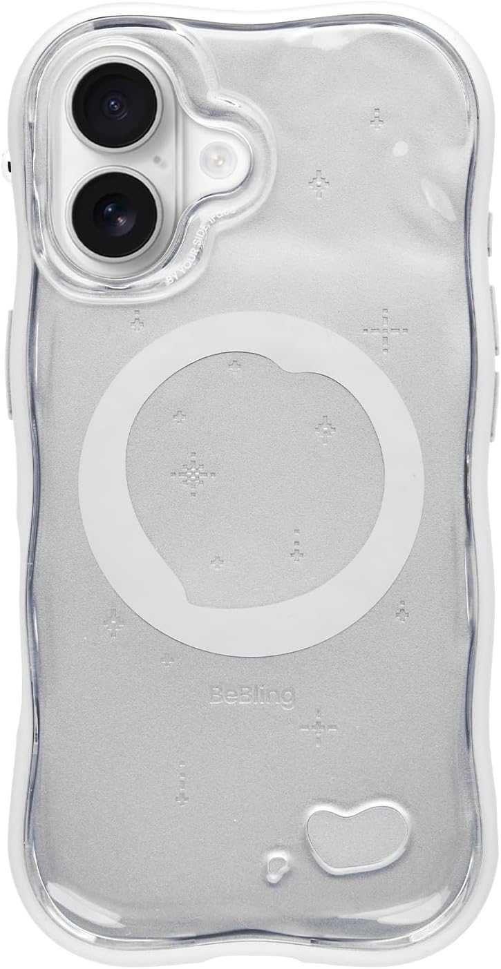 iFace スマホケース iPhone 17 対応 BeBling 2 MagSynq (クリア) MagSafe対応 耐衝撃 透明 シルバー ストラップホール付き 縁高 ウルウル キラキラ