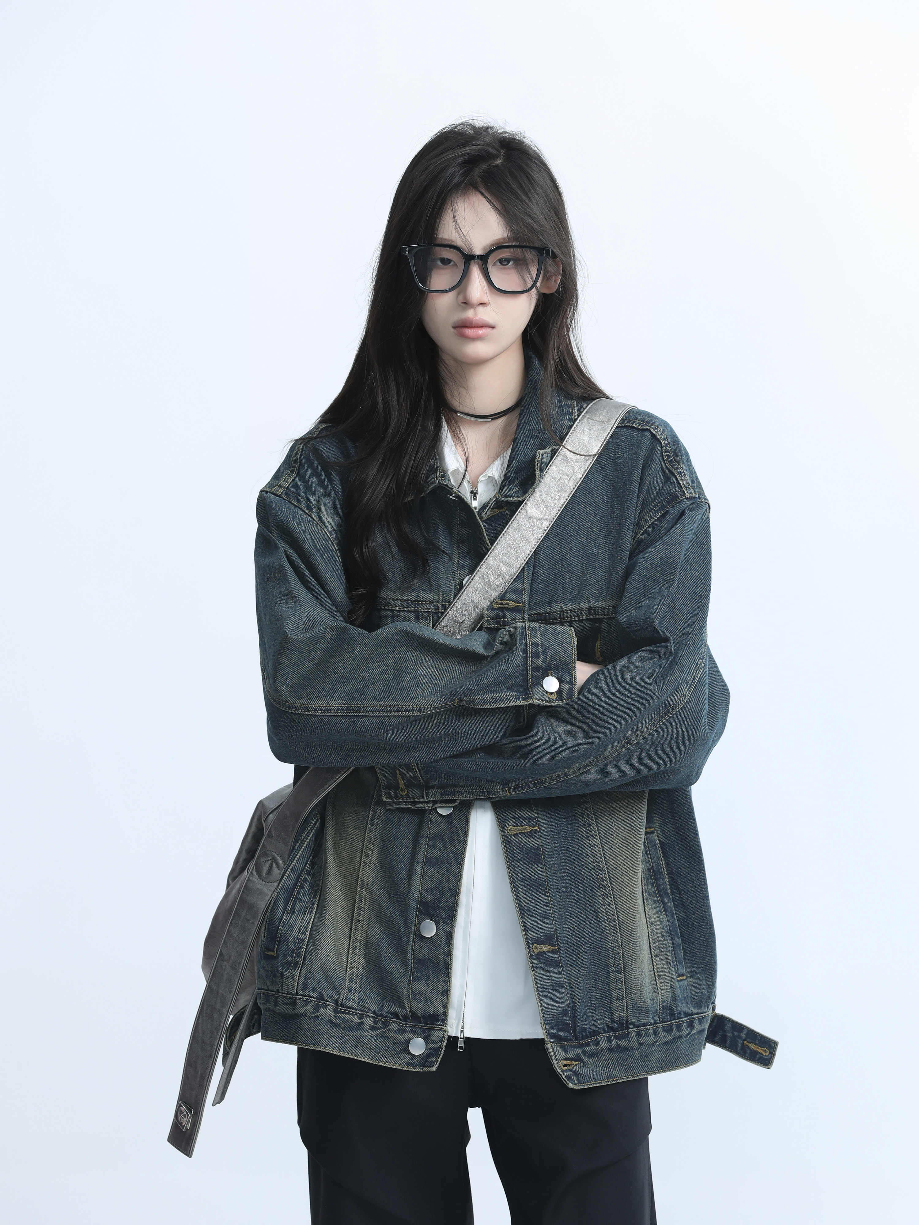 「SHANKONG」【高·品質版】【上品】2025新作 デニムジャケット アウター レトロ ゆったり 韓国ファッション レディーストップス アウター トップス セミロング トップス 25