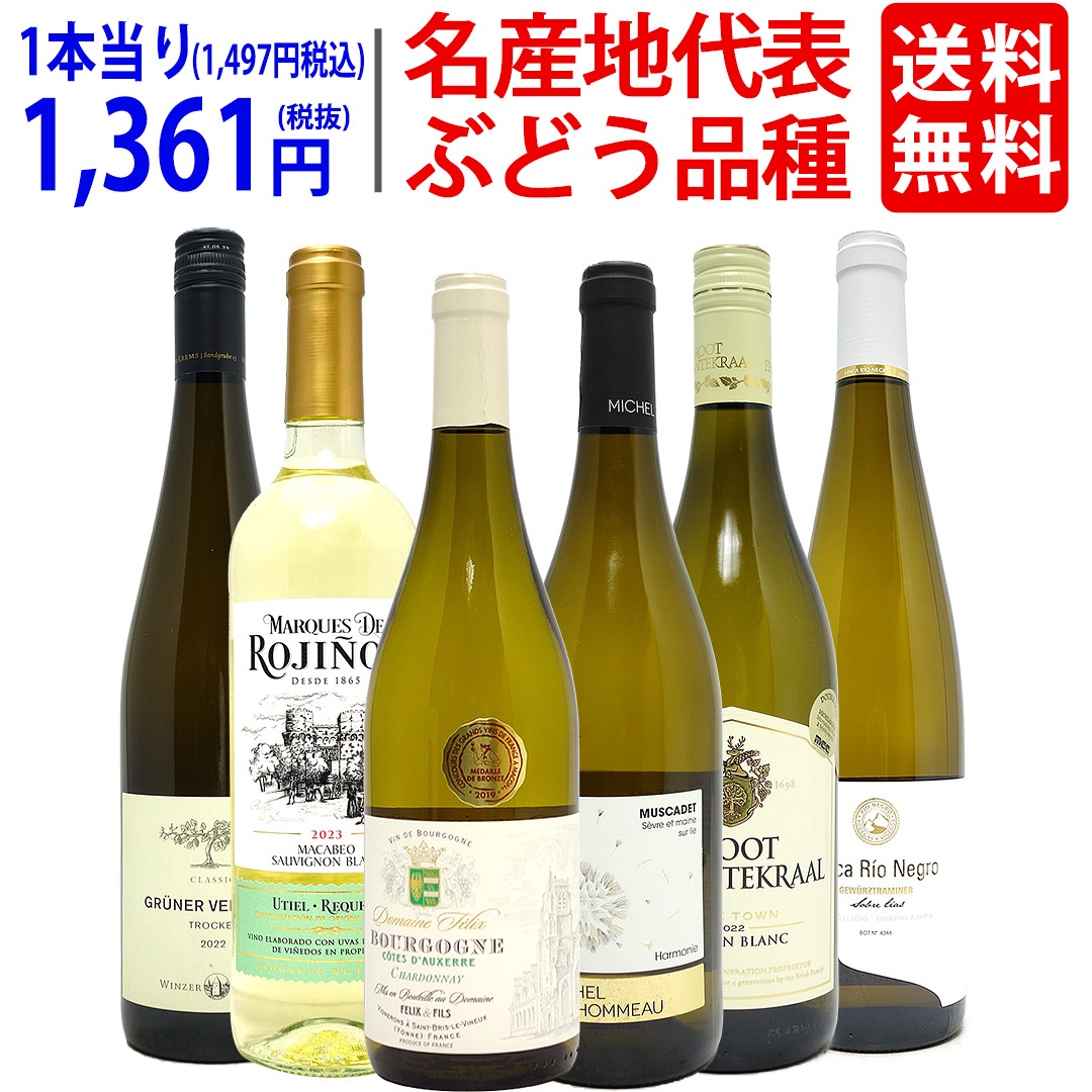 ワイン ワインセット 名産地 代表ぶどう品種 白６本セット 飲み比べセット ギフト 大人気 ^W0S333SE^