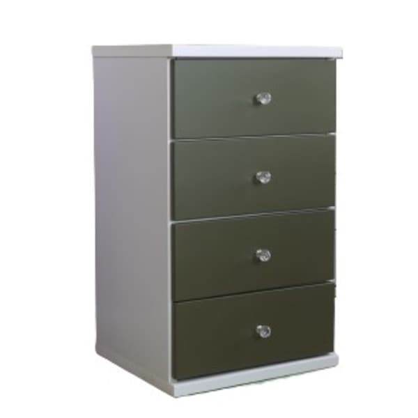 コンパクトチェスト 幅43.5cm 4段 オリーブ スライドレール付き 木製チェスト チェスト