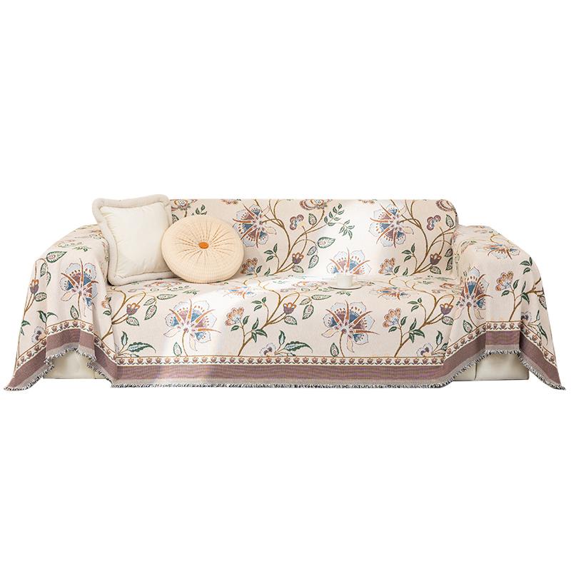 ソファーカバー かけるだけ 花柄 おしゃれ インテリア 風 オール シーズン 滑り止め キズ 汚れ 防止 厚手 ブランケット ニット 生地 グレー 黒 緑