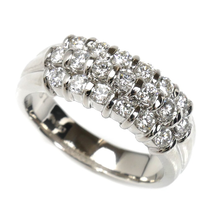 Pt900プラチナ ダイヤ リング・指輪 ダイヤモンド0.87ct 15号 9.1g レディース 中古