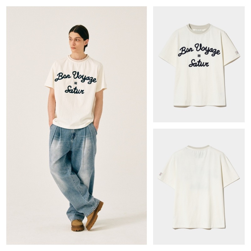 【SATUR】 SATUR LOGO VOYAGE T-SHIRTS : RESORT IVORY