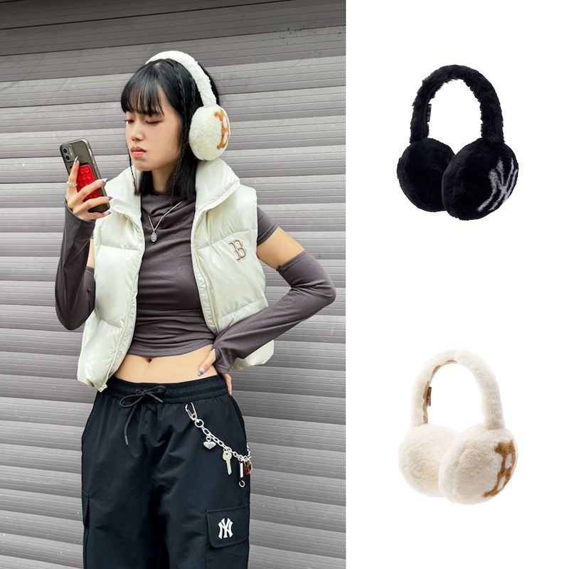 3AETEP236韓国限定販売 冬の新商品 ファー ベーシック 耳栓 ニューヨークヤンキース