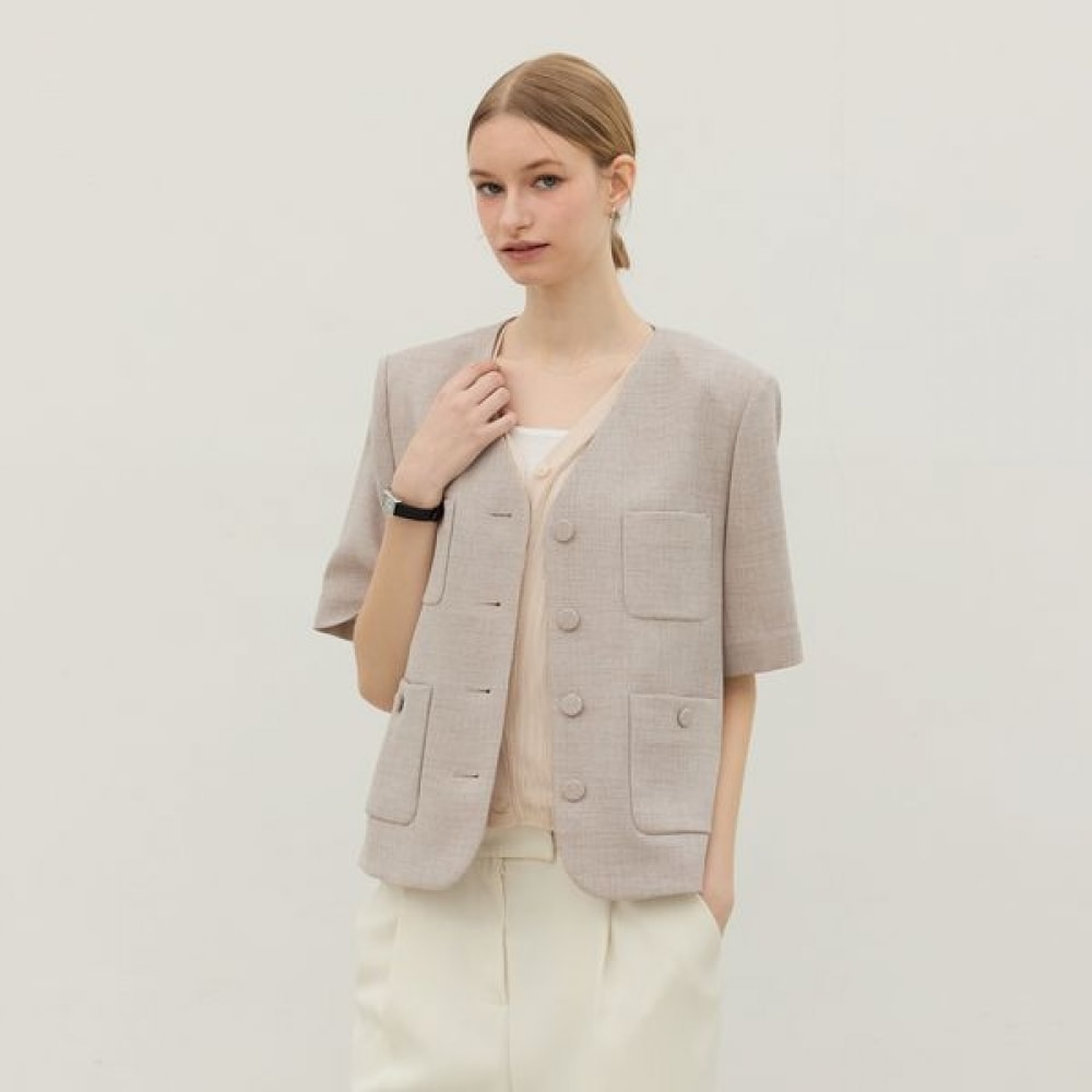 [リアーナニューヨーク] ミニマリストシングルジャケット_ピンクベージュ