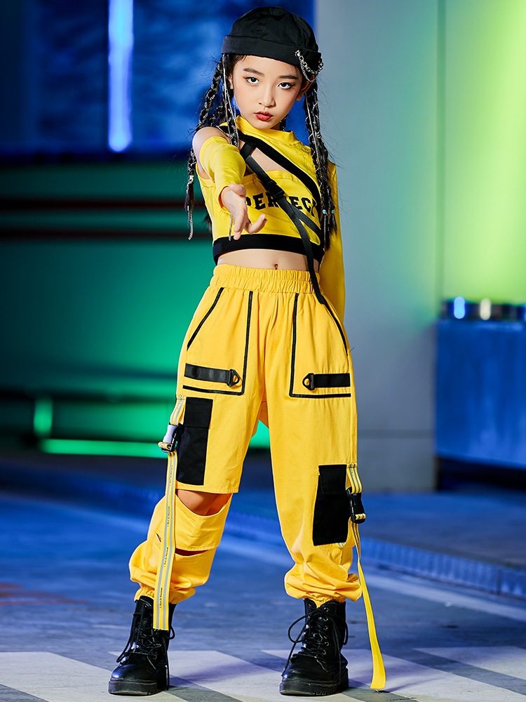 キッズ ダンス衣装 ヒップホップ セットアップ HIPHOP ダンスシャツ へそ出し ジャズ8