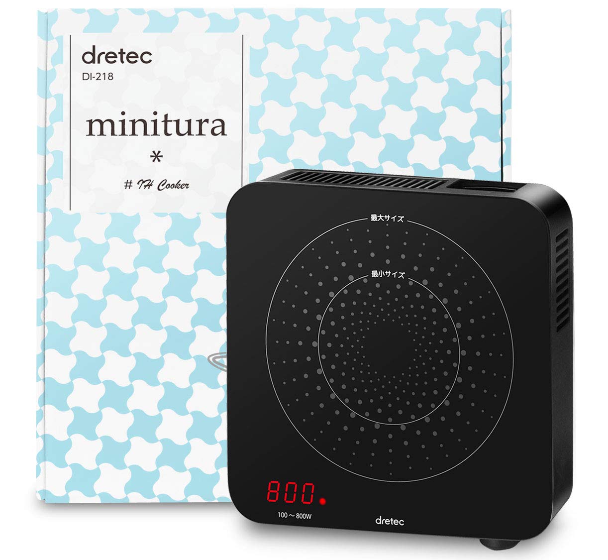 dretec(ドリテック) 一人用 IH クッキングヒーター 卓上 電気 小型 小さい 800W キャンプ用品 コンロ ヒーター コンパクト ブラック ポータブル おしゃれ 8,310円