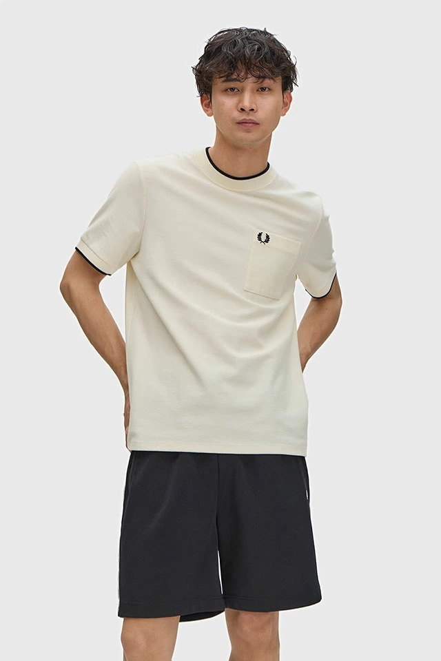 メール便 メンズ ポケットディテールピケTシャツ [M2395-560] トップス 半袖 ポケットTシャツ 鹿の子 ホワイト系 ECRU 正規取扱店