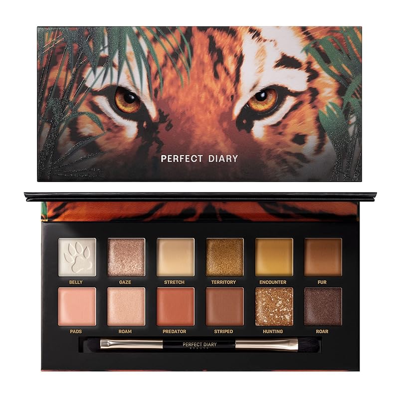 PERFECT DIARY パーフェクトダイアリー 動物アイシャドウパレット (1.2gx12色) (虎 オレンジブラウン)
