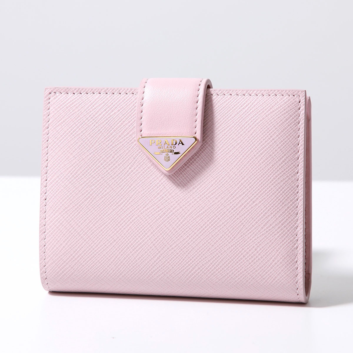 PRADA プラダ 二つ折り財布 1MV204 2DYG レディース サフィアーノレザー トライアングルロゴ ミニ財布 F0E18/ALABASTRO