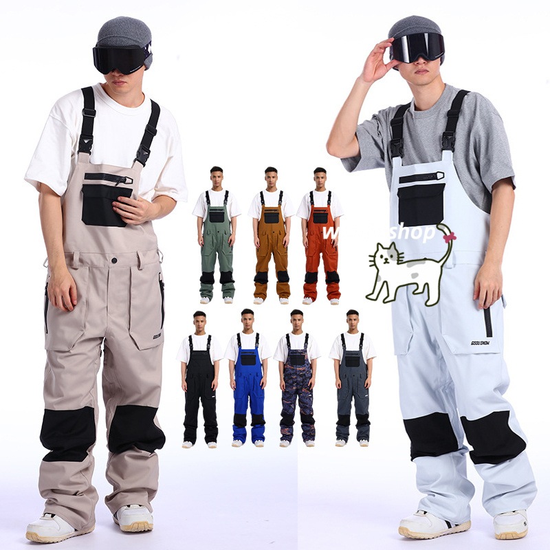 スノーボードウェア 2024 2025 上下 つなぎ メンズ レディース ゆったり パンツ ズボン オールインワン オーバーオール ボトムス ウィンタースポーツ韓国風防水 スキーウェア スノボウェア