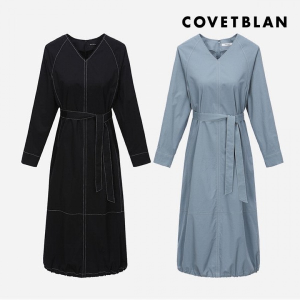 (コルベットブラン) カラーマッチングステッチドレス (V222MOP104W)