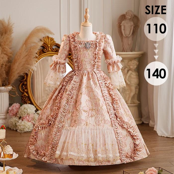 (WJ Fashion)キッズ 貴族 ドレス お姫様 衣装 油絵風 ロング 宮廷 王族服 お嬢様 舞台衣装 復古 ヨーロッパ 演劇服装 ステージ衣装 オペラ声楽 撮影 西洋ドレス レディース