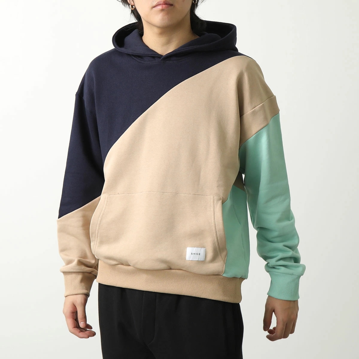 SHOE シュー パーカー CLIFF0701 メンズ スウェット 長袖 プルオーバー ロゴタグ NAVY