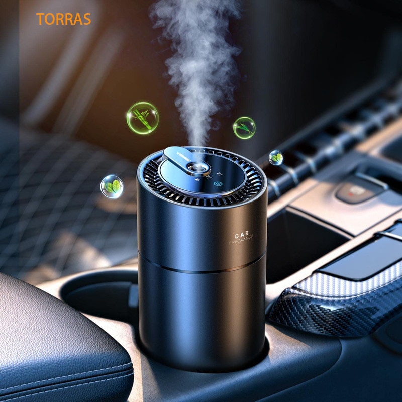 TORRAS 車 芳香剤 車用 ディフューザー 車載 AI感知 アロマディフューザー 45ml香水付き 噴霧式 静音 カーフレグランス 長持ち コード