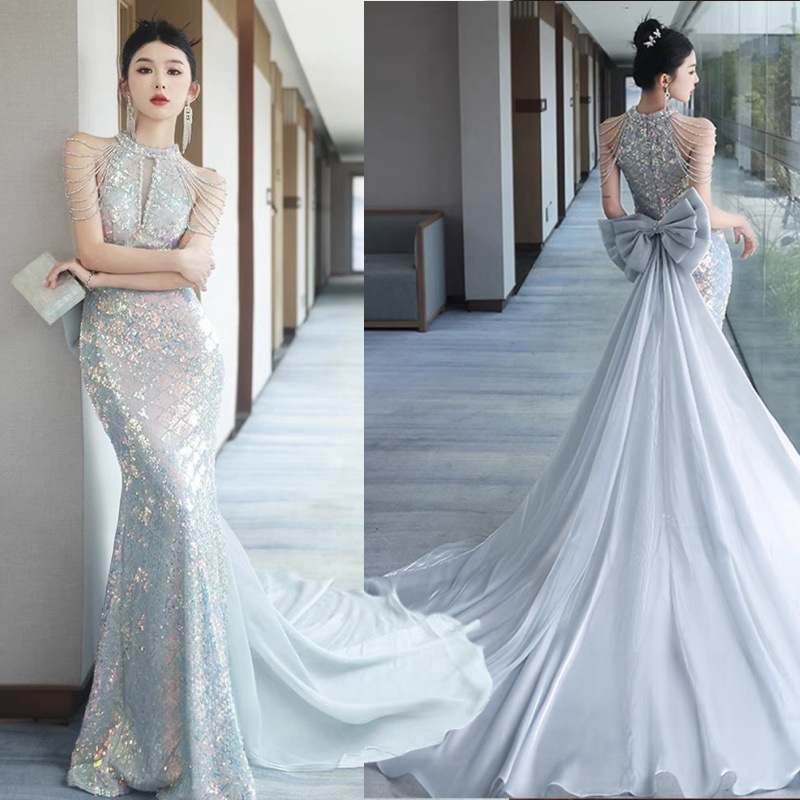 パーティードレス ウエディングドレス ノースリーブ 二次会 結婚式ドレス パーティードレス 人魚姫 花嫁 フォトウエディング ビーチフォト 前撮り 後撮り 披露宴 リボン結び