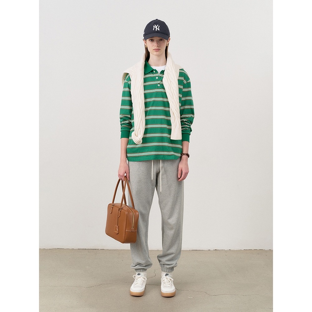 ダンスト女性用ユニセックスレザーロゴスウェットパンツメランジグレー UDPA4C101G2