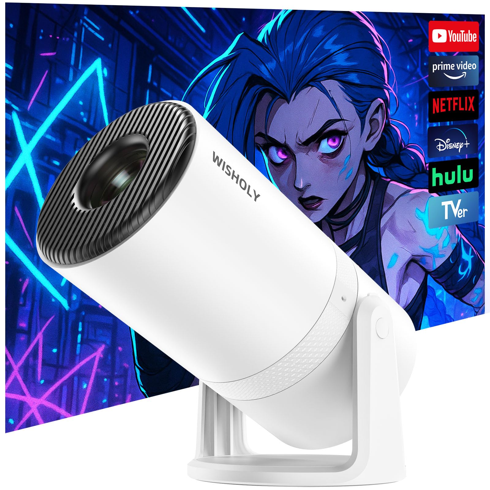 プロジェクター 家庭用【Android TV搭載・270回転】 プロジェクター 小型 27000LM 1080P WiFi6 ぷろじぇくたー 天井投影 Wi-Fi 自動台形補正 Bluetooth5