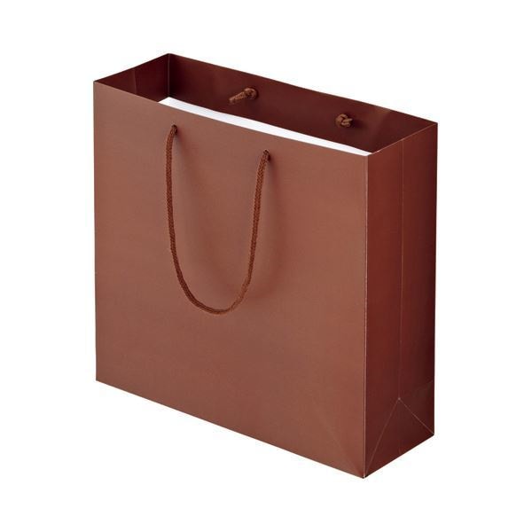 （まとめ） TANOSEE マットコート手提げ袋 M ヨコ320タテ300マチ幅110mm ブラウン 1パック（10枚） 3セット