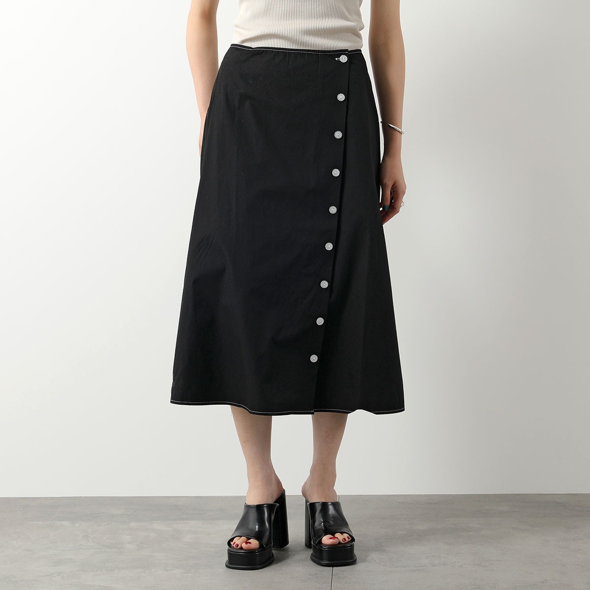 OperaSPORT オペラスポーツ ラップ スカート WILLOW ウィロー SKIRT S36ED17 レディース ミディ丈 Aライン アイコンロゴ刺繍 BLACK