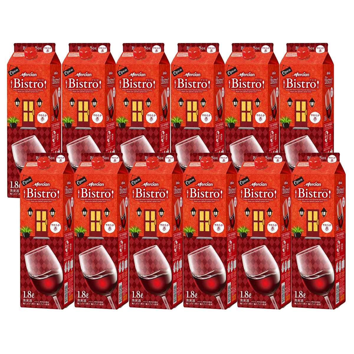 メルシャン ビストロ やわらか赤 パック 1800ml 1.8L×12本