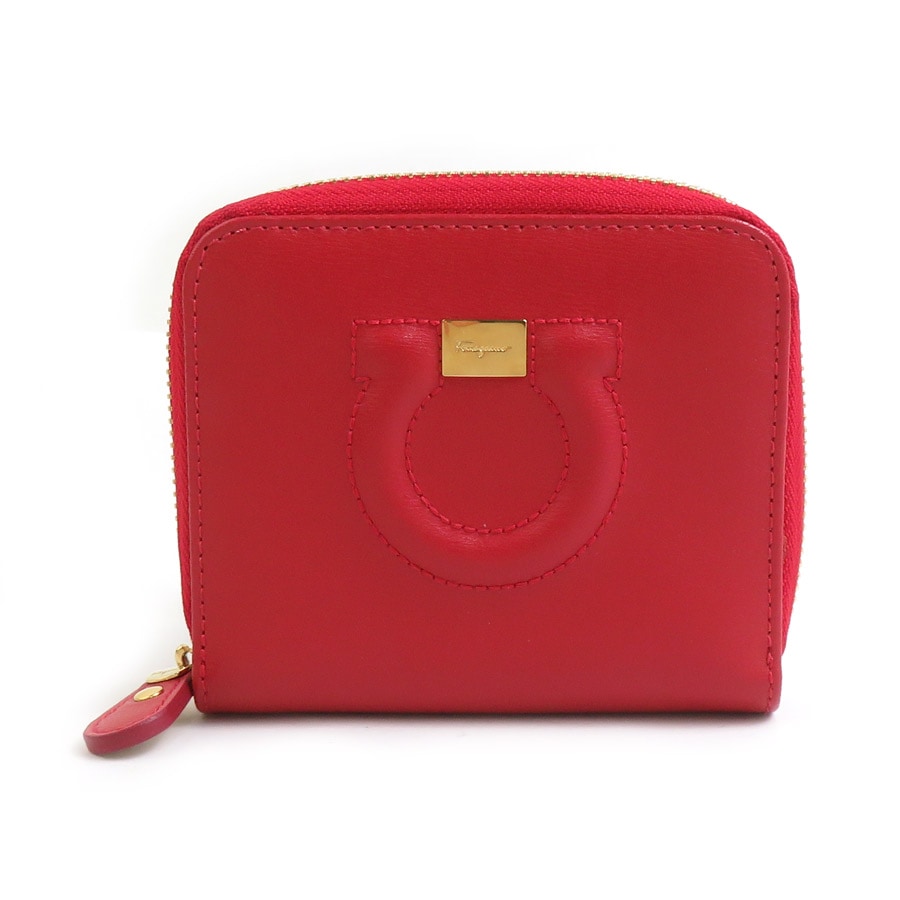 サルヴァトーレフェラガモ Salvatore Ferragamo 二つ折り財布 ガンチーニ レザー レッド レディース r10831a