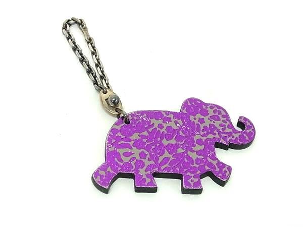 エルメス アニマル バッグチャーム - レザー SV925 - シルバー金具 キーホルダー キーチェーン パープル系×グレー系 バッグチャーム アクセサリー ブランド 高級【本物保証】