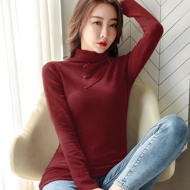 タイトハイネックニット トップス ニット セーター 長袖 ハイネック スリム タイト 細身 かわいい