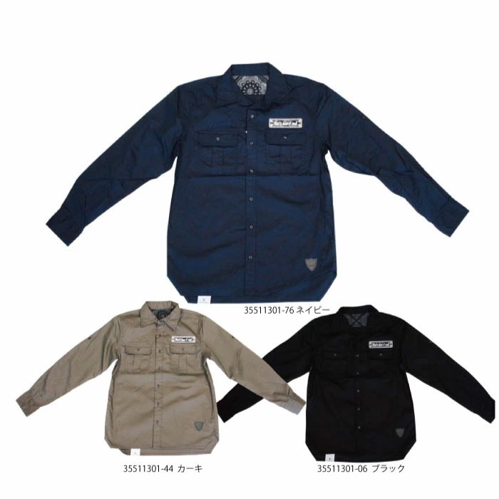 メンズ 長袖シャツ ストリート系 バンド ミリタリー 刺繍 ワッペン 黒/カーキ/ネイビー cloud13