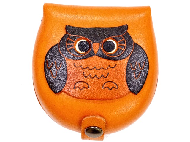 ふくろう カラーコインケース 金茶 小銭入れ/財布 レザー/本革 VANCA/バンカクラフト