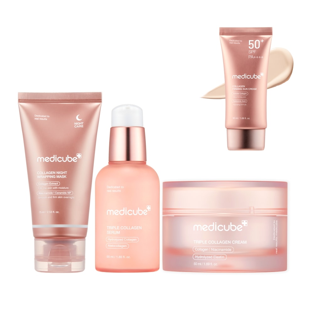 メディキューブ コラーゲン 保湿3点セット（セラム 55ml+クリーム50ml+ラッピングパック 75ml）