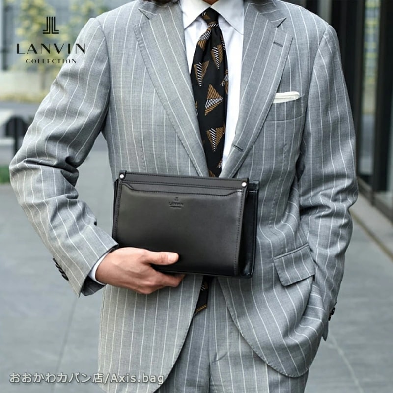 ランバン コレクション LANVIN COLLECTION ニューフロー レザークラッチバッグ 24cm 本革 牛革 メンズセカンドバッグ クラッチバッグ フォーマル 282261