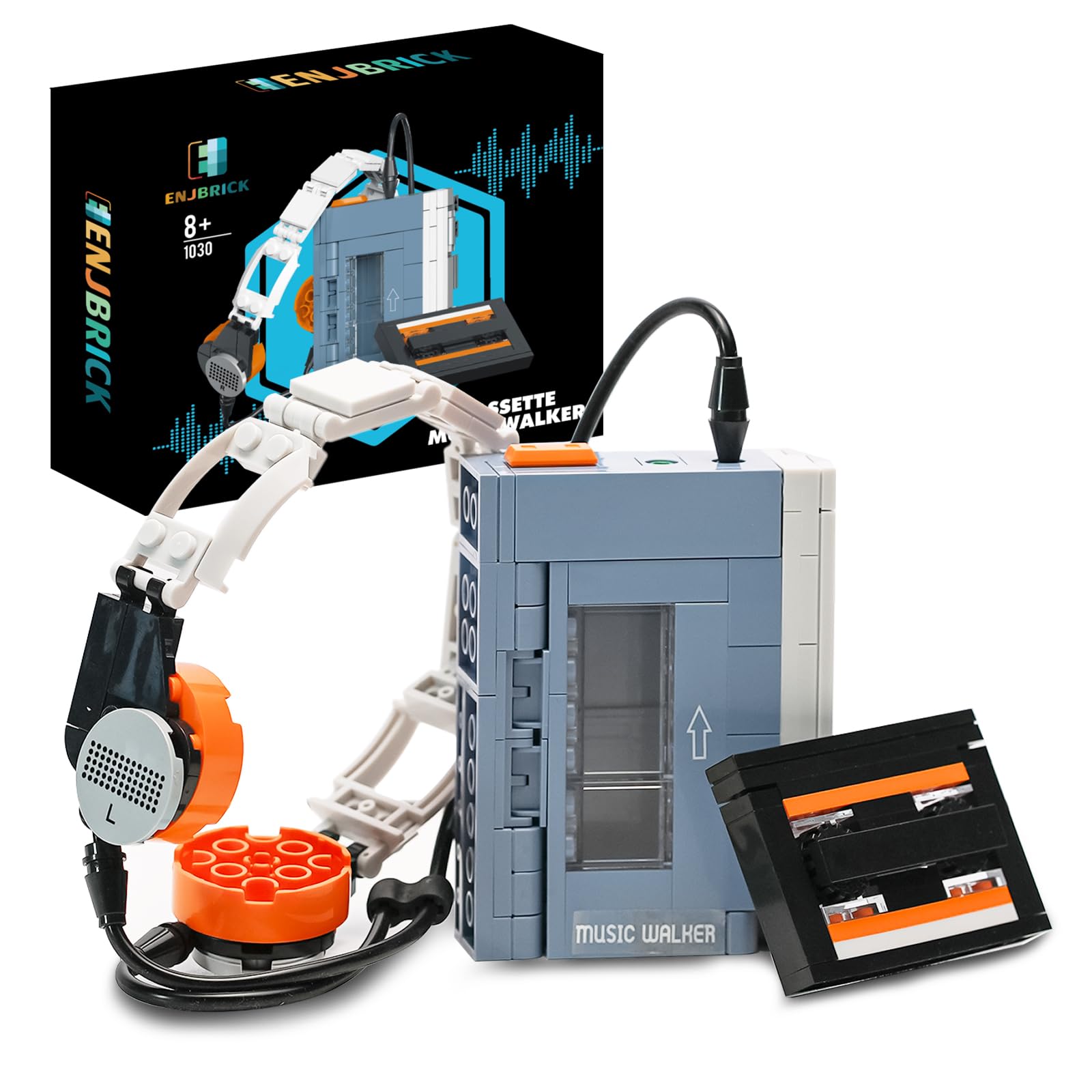 ENJBRICK ミュージックプレーヤー 小さな組み立てセット 大人向け 8~14歳の女の子向けのかわいい組み立ておもちゃ コレクター収集品 レトロなテーププレーヤー ディスプレイモデル 音楽愛好家向