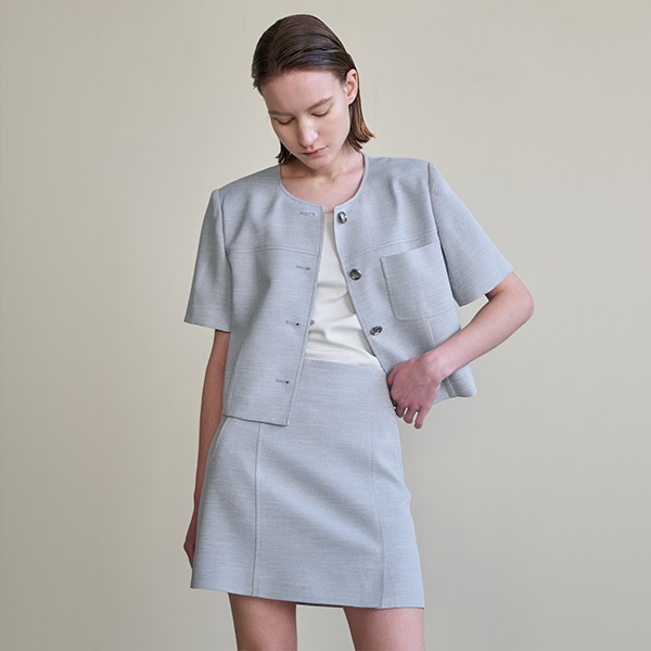 (JK-2944)IRENE OUT POCKET CROP SET-UP JACKET