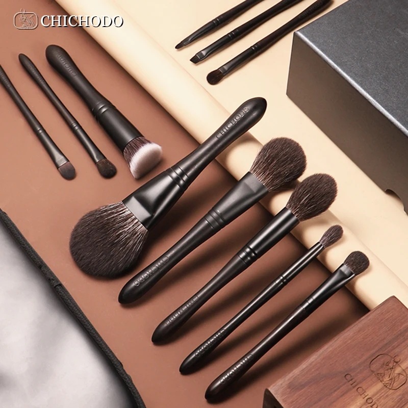 納期21日～Chichodo-豪華なメイクブラシセット,プロのメイクブラシ,豪華,黒,高レベル,ox,ヤギ,ポニー,人工化粧道具