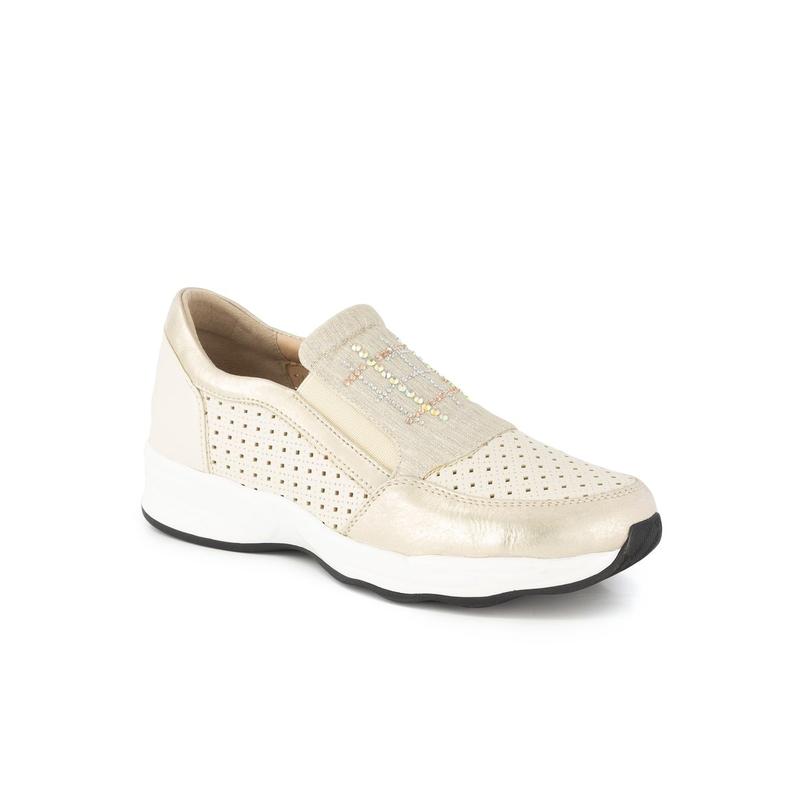 女性靴 コンフォート ベスト サマー パンチングスニーカー DLS221 アイボリー