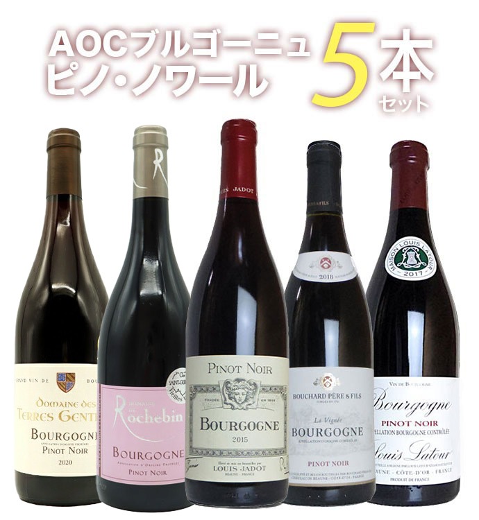 【第2弾】【送料無料】ピノ愛好家大注目!AOCブルゴーニュ ピノ ノワール5本飲み比べセット 有名メゾンも含むピノ ノワール(ブルゴーニュ ルージュ)飲み比べ