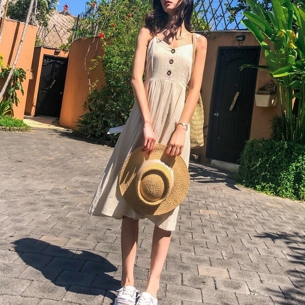 ワンピース 春 かわいい aライン Aライン キャミワンピ フレアスカート ミモレ丈 Vネック Aライン S M L ジャスト かわいい 大人可愛い きれいめ シンプル カジュアル 大人 上品 おしゃ