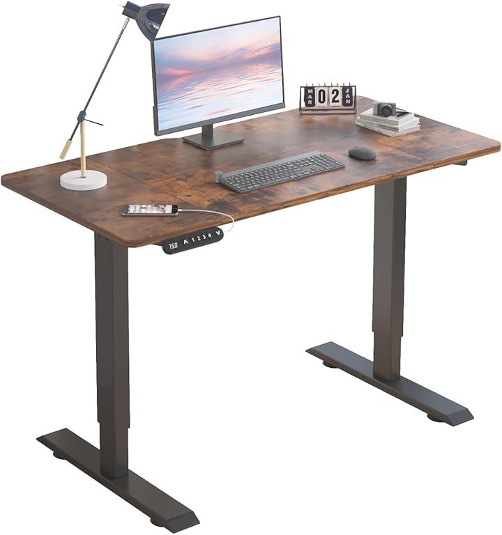 昇降式デスク 電動式机 幅120 パソコンデスク スタンディングデスク つくえ 高さ調節メモリー機能付き 高さ調節可能 高さ69～115CM (ブラウン, 120x60CM) 12,638円